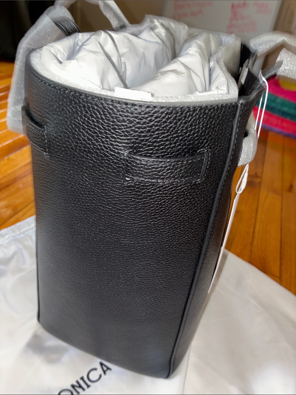 Veronica Beard Black Dash Leather Tote NWT - Picture 5 of 8